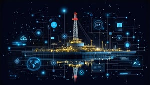 A Digital Oil Drill Site formed up with Data nodes and Knowledge Graph.